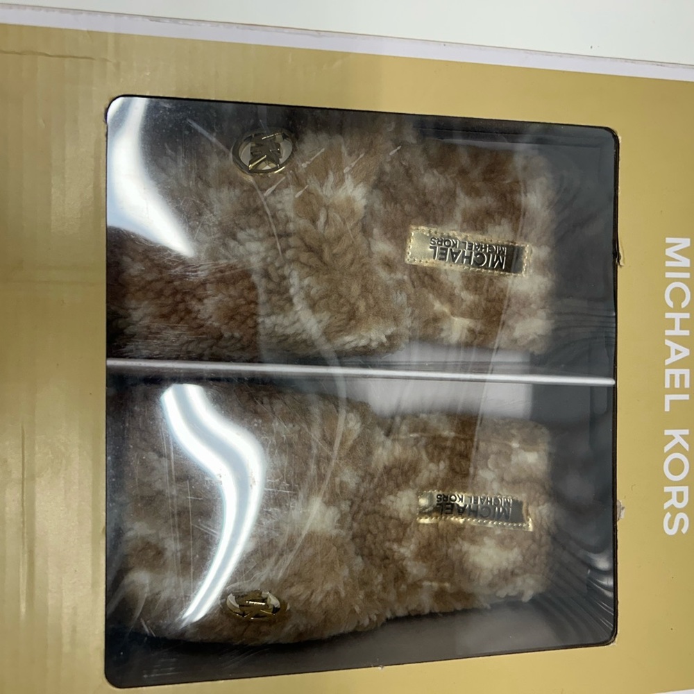 Michael Kors Brown Fuzzy Slippers